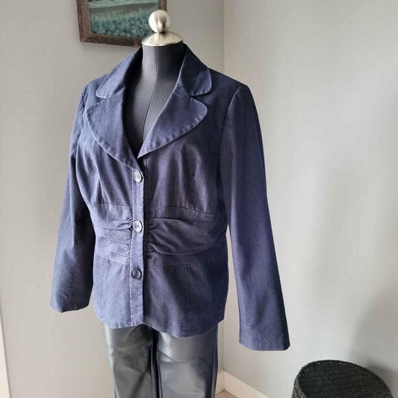 CLEO Denim Blazer Jacket Sz 14- 1X  Petite - Picture 8 of 10